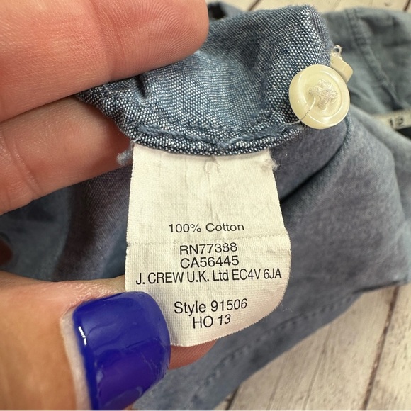 j. Crew Light Blue chambray Denim Button-Up Shirt sz XS womens classic boho - Picture 7 of 8